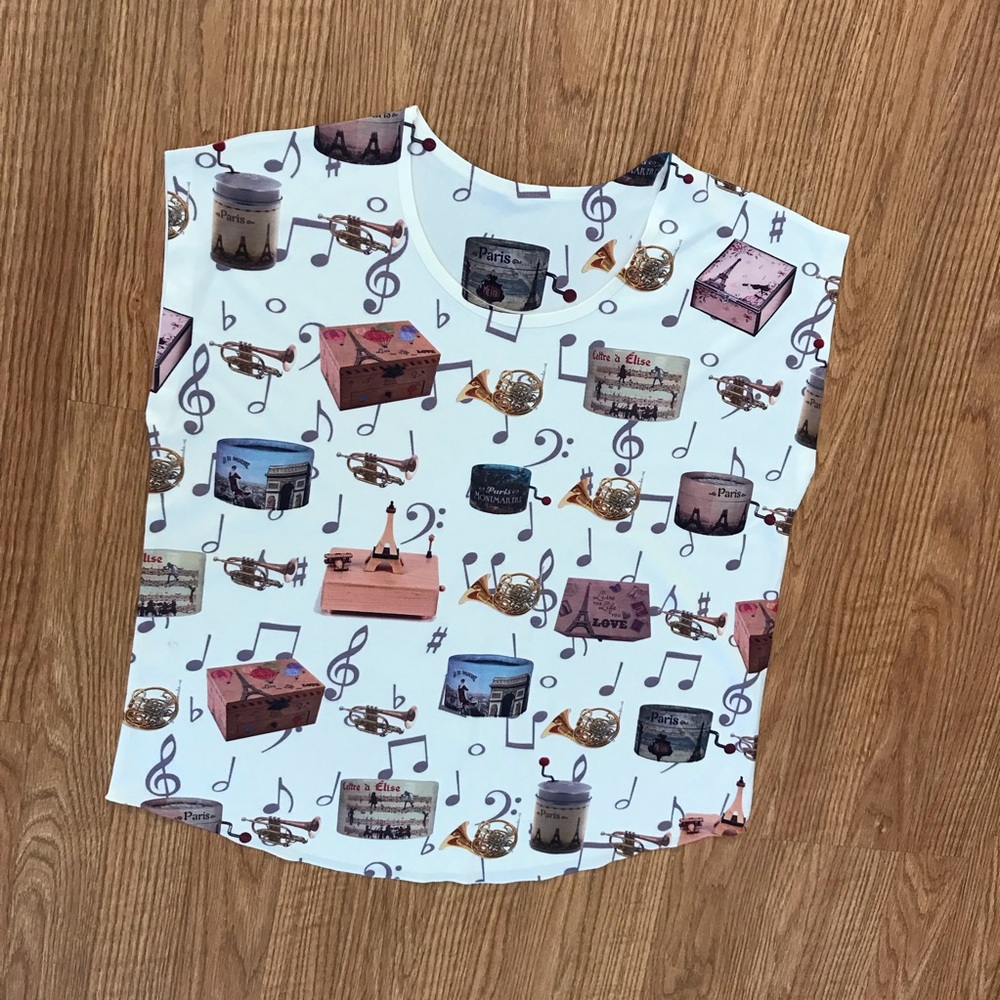 Silky Paris/Music Themed Shirt